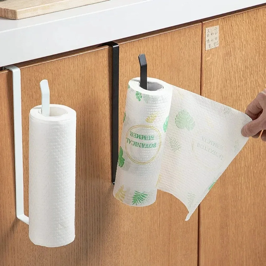 No Punching Kitchen Paper Towel Holder Cabinet Hanger Wall Mounted Toilet Roll Storage Rack Bathroom Accessories - Image 5