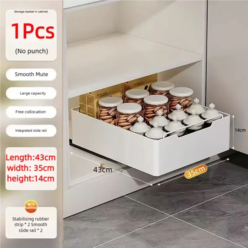 New Kitchen Storage Rack with Slide Rails Pull-out Kitchen Drawer Type Storage Tray Spice Box Storage Shelf Cabinets Organizer - Image 14