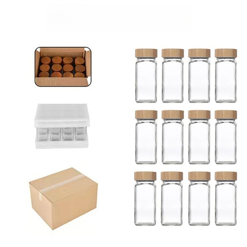 12Pcs Glass Spice Jars with Bamboo Lid Kitchen Glass Jars Spice Jar Set Seasoning Jars Organizer Storage Bottles for Spice Rack - Image 5