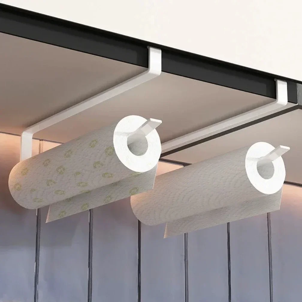 No Punching Kitchen Paper Towel Holder Cabinet Hanger Wall Mounted Toilet Roll Storage Rack Bathroom Accessories