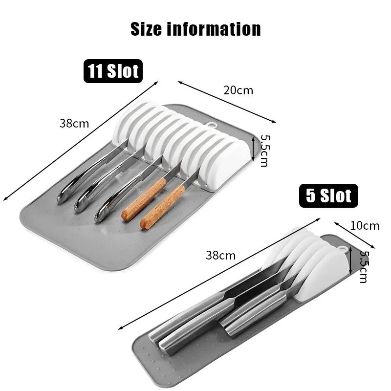 Large Knife Mat Non-Slip Drawer Knifes Organizer 5 Slots and 11 Slots Knives Holder Home Kitchen Organization - Image 3