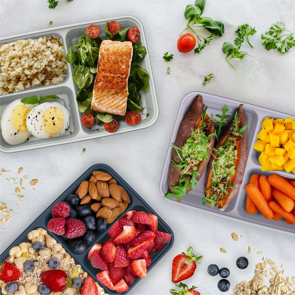 20-Piece Meal Prep Kit 3-Compartment Storage Containers with Lids Stackable Microwave Safe Reusable BPA-Free Healthy Portion - Image 6