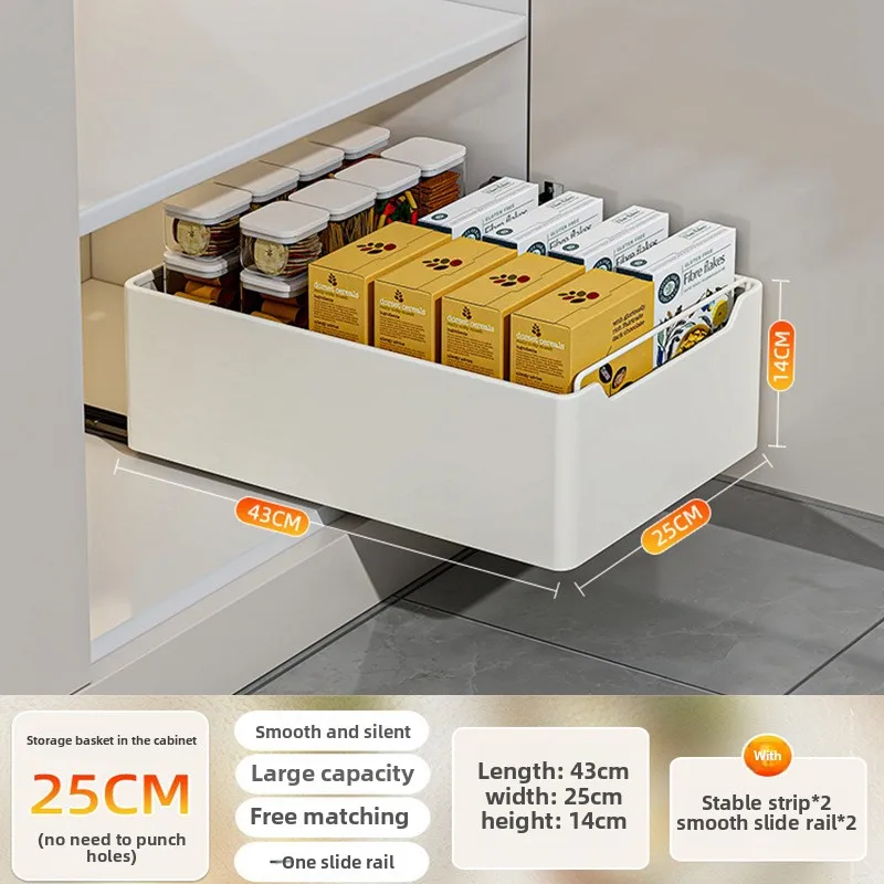 New Kitchen Storage Rack with Slide Rails Pull-out Kitchen Drawer Type Storage Tray Spice Box Storage Shelf Cabinets Organizer - Image 13