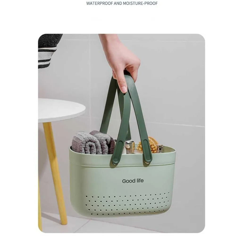 New Large Capacity Wash Basket Plastic Portable Bath Basket Silicone Handheld Space Saving Sundries Storage Basket - Image 15