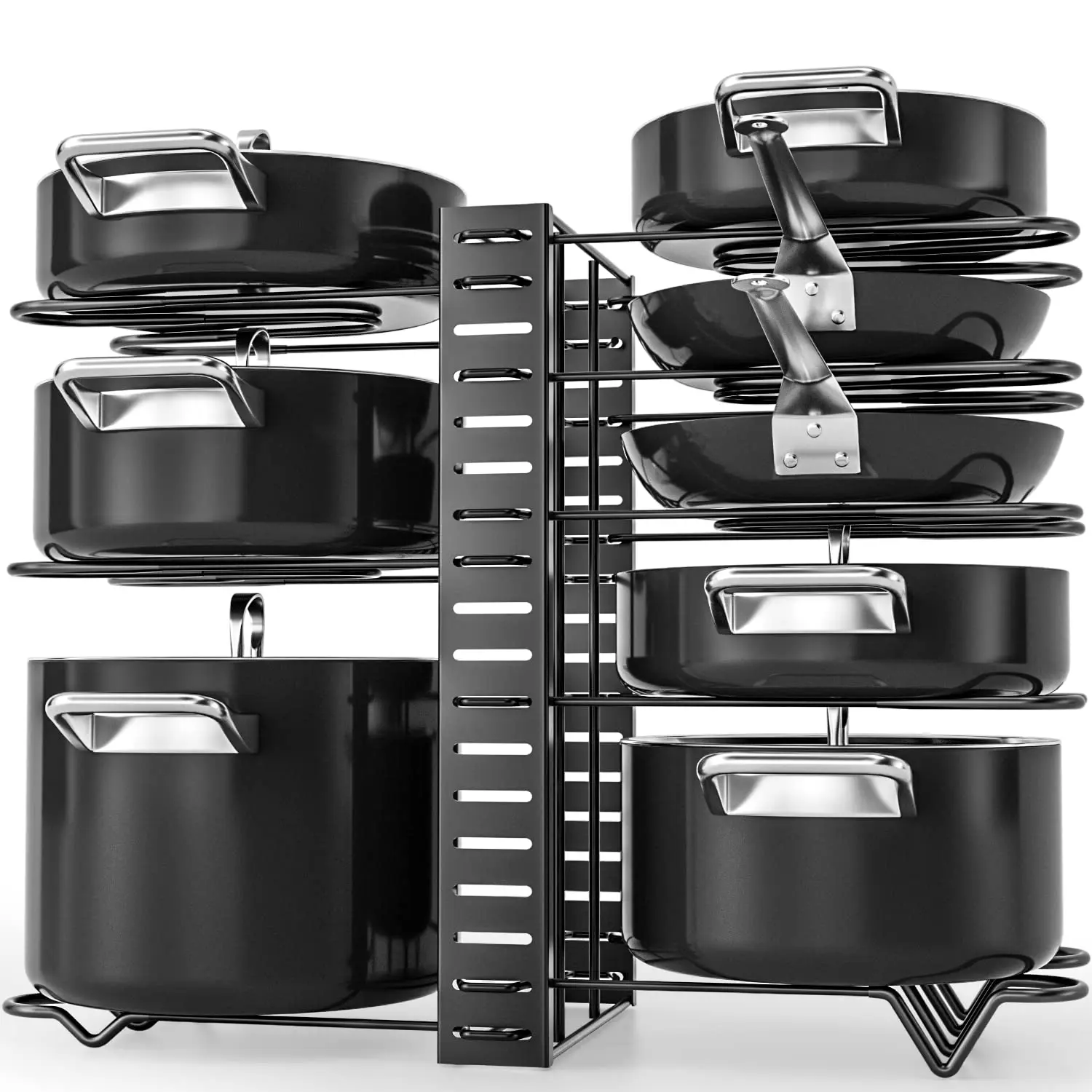 Pot Rack Organizer, 8 Tier Pots and Pans Organizer for Kitchen Organization & Storage, Adjustable Pot Lid Holders & Pan Rack - Image 7