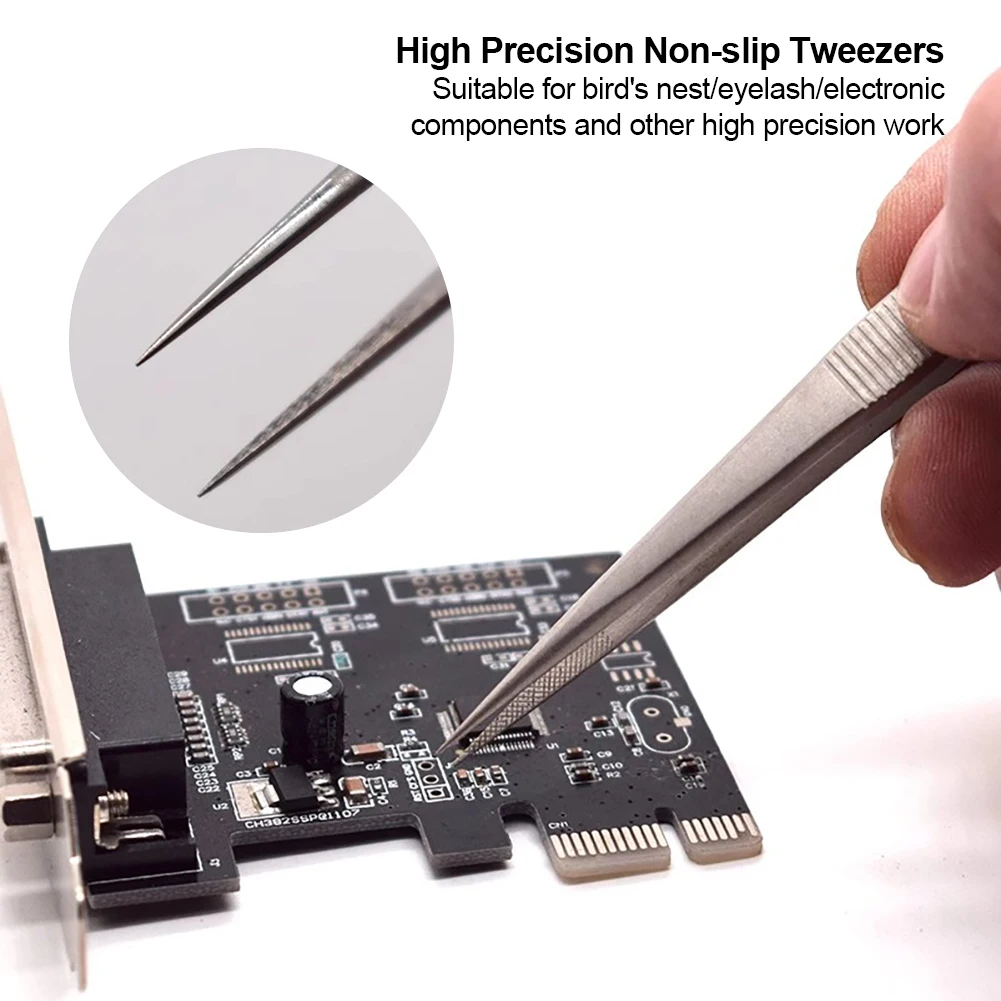 Adjustable Self Clamping Tweezers Jewelry Making Tool Slide Lock Stainless Steel Tweezers Electronic Component Repair Tools - Image 17