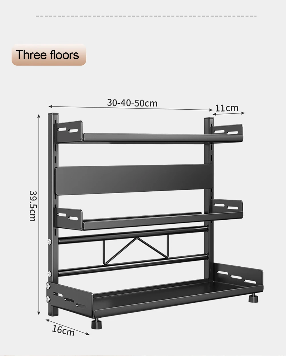 3 Tier Spice Storage Rack for Countertop Adjustable Spice Organization for Cabinet Kitchen Organizer Metal Shelf Black - Image 32