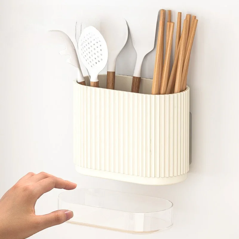 Household Kitchen Wall Mount Chopsticks Holder Drain Dry Utensil Organizer No Drill Kitchen Countertop Storage for Spoon Fork - Image 4