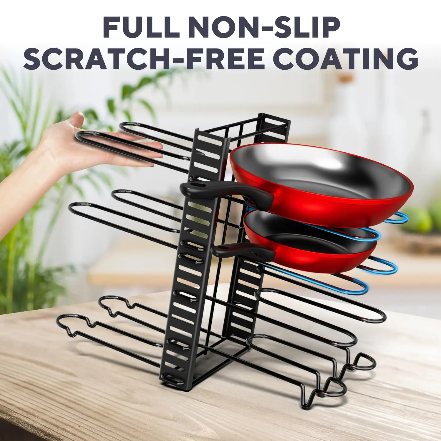 Pot Rack Organizer, 8 Tier Pots and Pans Organizer for Kitchen Organization & Storage, Adjustable Pot Lid Holders & Pan Rack - Image 14