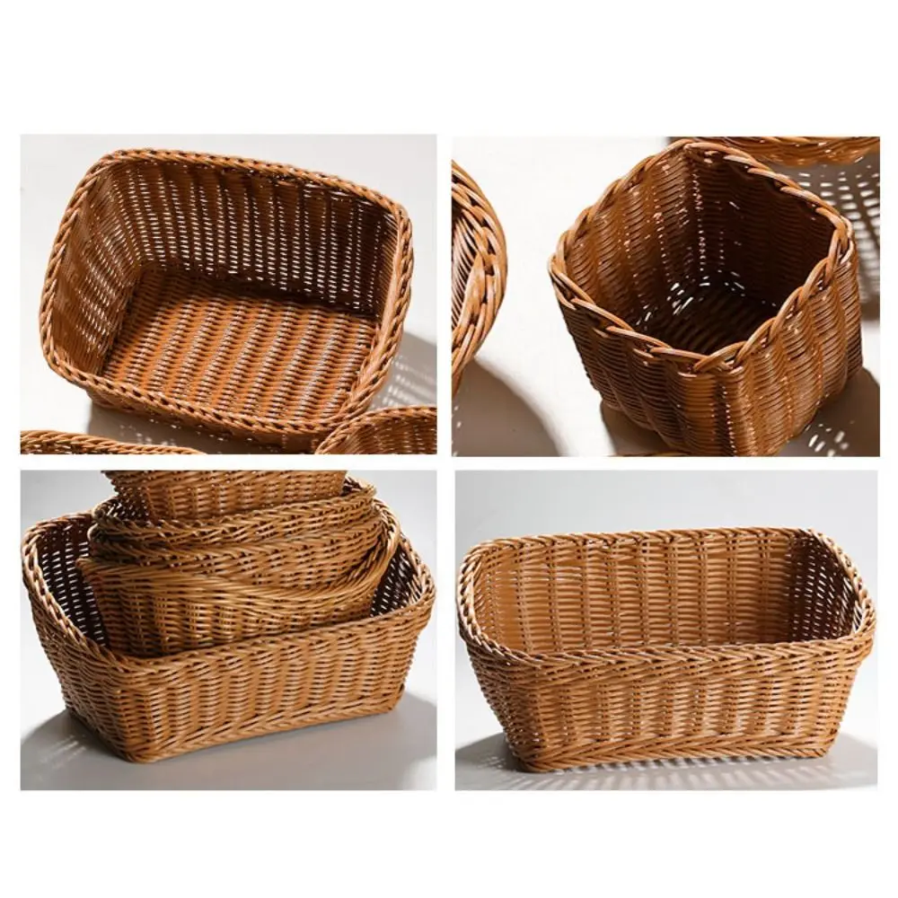 New Hardness Rattan Wicker Woven Serving Baskets Household 10 Styles Handwoven Bread Fruit Vegetables Basket Rattan Basket - Image 17