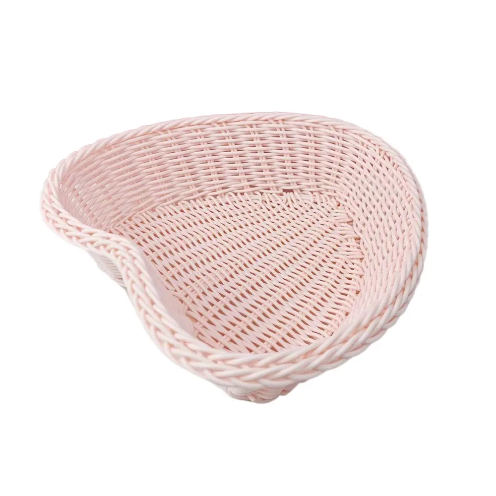 New Hand Woven Imitation Rattan Basket Plastic Heart Shape Wicker Basket Storage Basket Photo Props - Image 9