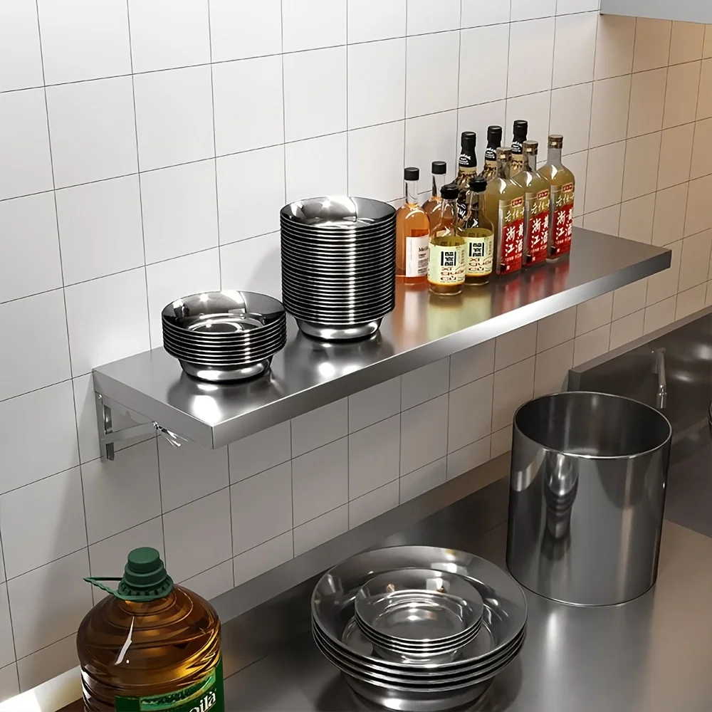 Stainless Steel Wall-Mounted Shelf - Foldable Space-Saving Design, Rust-Resistant & Easy To Clean, 4-Tier Kitchen Storage Rack - Image 10